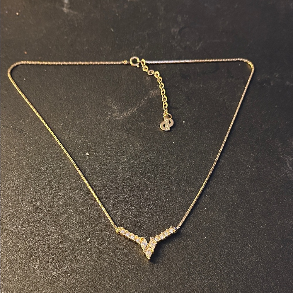 Dior Gold Necklace with Crystal Details